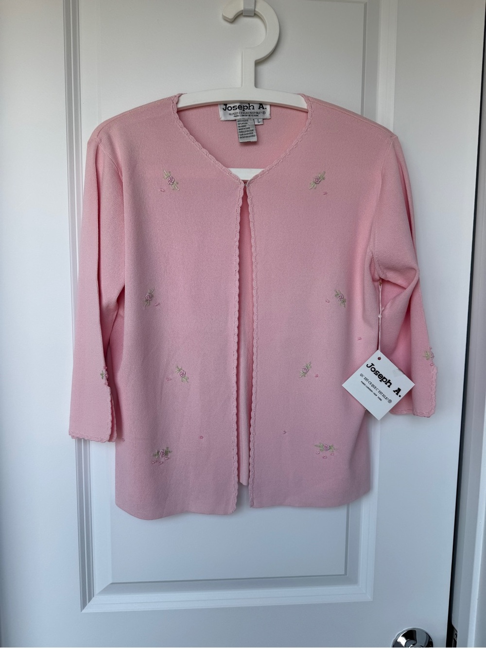 Y2K Ballet Joseph Pink Embroidered Open-Front Cardigan